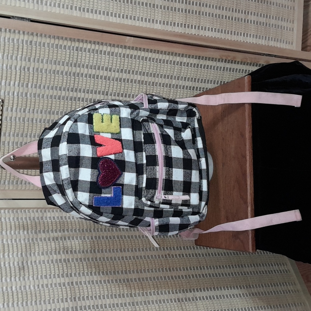 Love Checkered Flannel Backpack